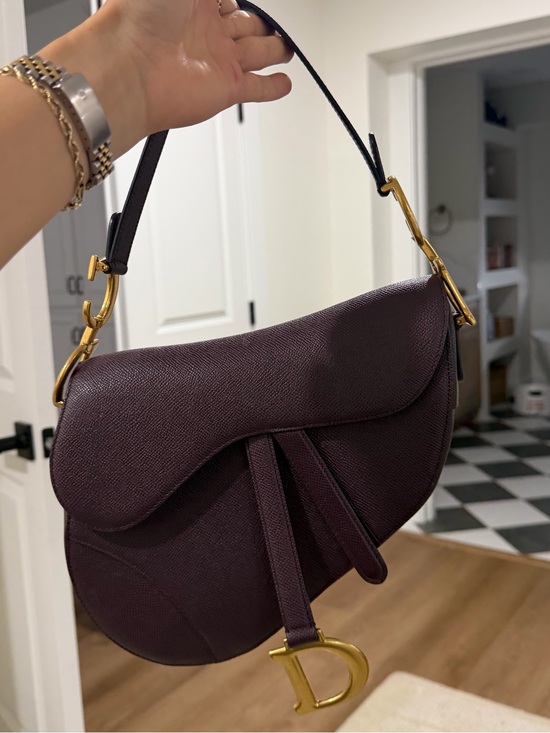 Dior Handbags - Dior Plum Saddle Crossbody Bag with Gold Hardware